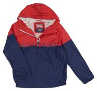 Červeno-tmavomodrá šusťáková jarní bunda s kapucí C&A