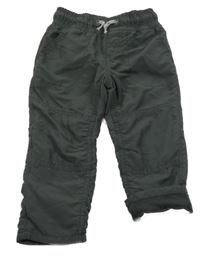 Tmavošedé šusťákové zateplené kalhoty C&A