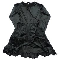 Černé třpytivé sametové šaty s volánkem 