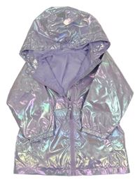 Fialová metalická šušťáková jarná parka s kapucňou Pep&Co