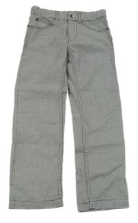 Tmavošedo-sivé vzorované plátenné nohavice H&M