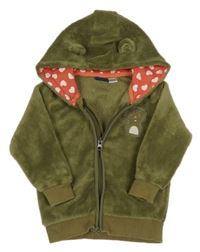 Khaki chlpatá prepínaci mikina s mačkou a kapucňou Lupilu