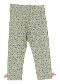 Bílo-barevné květované legíny Miniclub