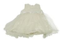 Smetanové tylové slavnostní šaty s páskem 