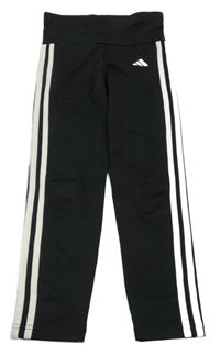 Černé sportovní legíny s pruhy a logem Adidas