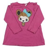 Ružové tričko s opicou a volánikmi
