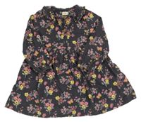 Tmavošedo-farebné kvetované menšestrové šaty F&F