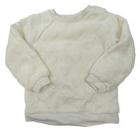 Biela plyšová mikina so srdiečkami H&M