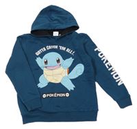 Petrolejová mikina s Pokémonem a kapucí 