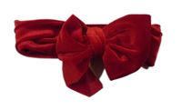 Červená sametová čelenka s mašlí 