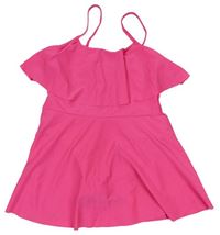 Neónově ružové jednodielne plavky so sukní Shein