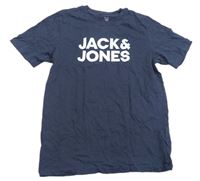 Tmavomodré tričko s nápisom Jack&Jones