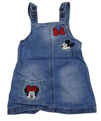 Modré rifľové na traké šaty s Mickeym a Minnie zn. Primark