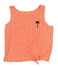 Neónově oranžový bodkovaná ý crop top s palmou Yigga