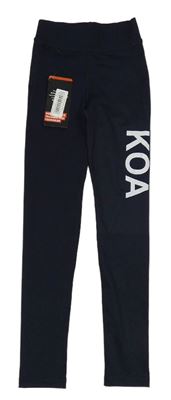 Tmavomodré sportovní legíny s nápisem 