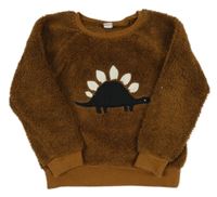 Hnedá chlpatá mikina s dinem