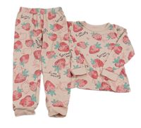 2set - Ružové tričko s jahodami + tepláky
