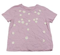 Růžové melírované tričko s kytičkami George