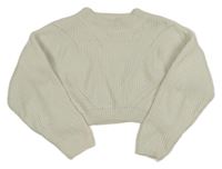 Biely crop žinylkový sveter H&M