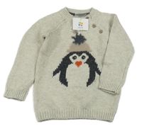 Nové - Béžový svetr s tučňákem Topomini