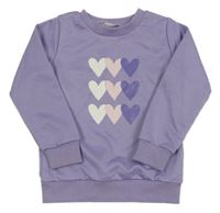 Lila mikina so srdiečkami Shein