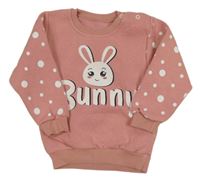 Ružová mikina s bodkami a králikom
