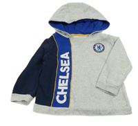 Svetlošedá -tmavomodrá mikina s nápisom a kapucí - Chelsea