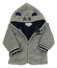 Sivá zamatová zateplená prepínaci mikina s kapucňou s ňufáčikom 