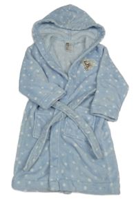 Světlemodro-bílý puntíkatý plyšový župan s Elsou a kapucí H&M