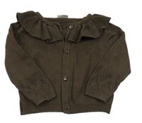 Hnědý propínací svetr s volánkem Next