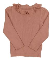 Ružový rebrovaný sveter s golierikom George