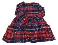 Tmavomodro-červené kockované šaty s hviezdami Joules