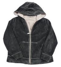 Antracitová plyšová prepínaci mikina s kapucňou