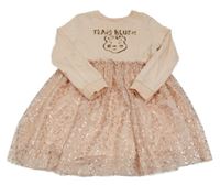 Růžové teplákové šaty s blush a tylovou sukní s leopardím vzorem George