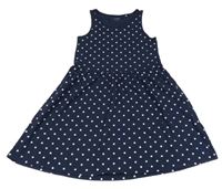 Tmavomodro-biele bodkovaná é šaty Yigga