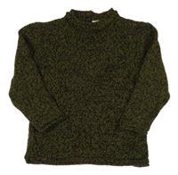 Khaki-černý melírovaný svetr Mango