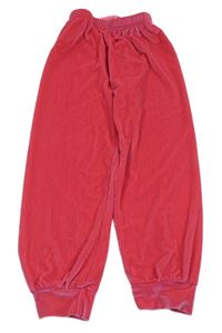 Neónově ružové zamatové tepláky