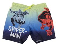 Modro-svetlozelené ombré plážové kraťasy so Spidermanem H&M