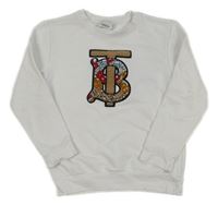 Bílá mikina s výšivkou Burberry