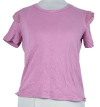 Dámské růžové crop tričko s volánky Zara 