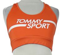 Dámsky červený športový crop top s logom Tommy