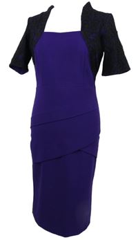 Dámské fialovo-černé pouzdrové šaty Rena 