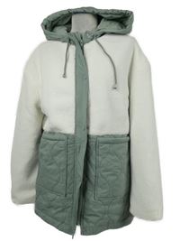 Dámská bílo-khaki huňato/šusťáková zateplená parka s kapucí V by Very