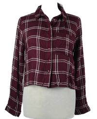 Nové - Dámska vínovo-biela kockovaná crop blúzka Atmosphere