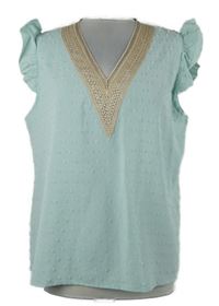 Dámská světlemodrá vzorovaná halenka s krrajkou Shein 