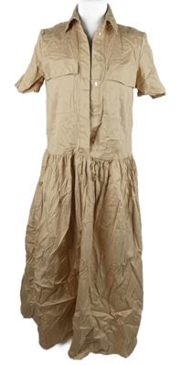 Dámské béžové košilové midi šaty MNG 