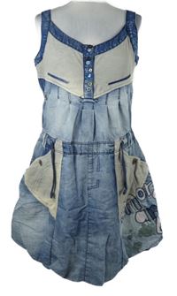 Dámské modro-smetanové šaty riflového vzhledu s nápisom Desigual