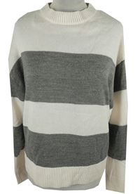 Dámský smetanovo-šedý pruhovaný svetr H&M