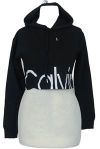Dámska čierna crop mikina s logom a kapucňou Calvin Klein