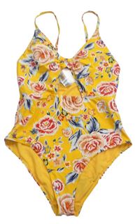 Dámske žlté kvetované jednodielne plavky Primark